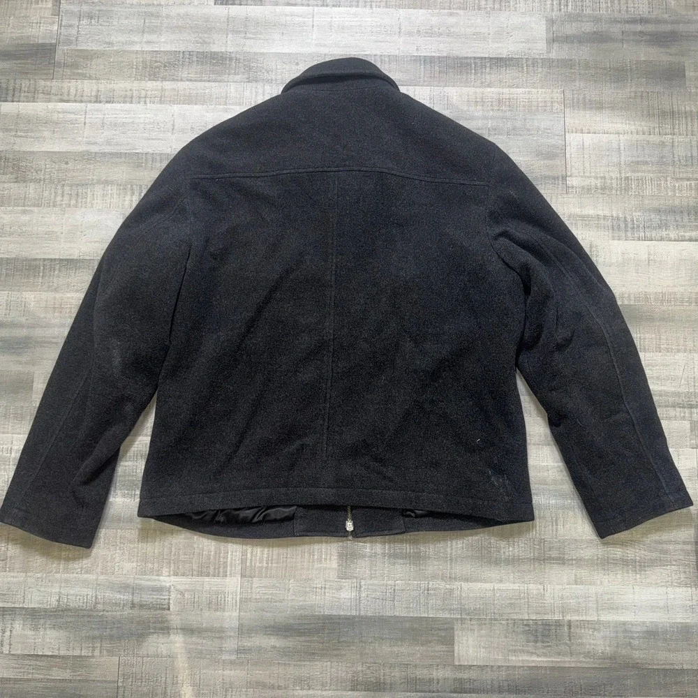 VINTAGE Banana Republic Jacket Mens XL Black Wool Cashmere Full Zip Lined Casual